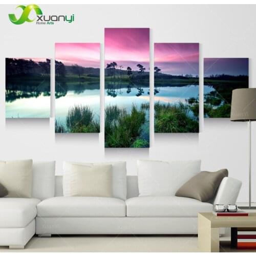 5 Panel Wall Art Modern Printing Cuadros Decoracion Landscape Oil Painting Canvas Pictures For Living Room Unframed PR1158