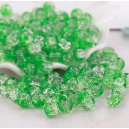 6/8/10mm forest green white Two-Tone Color Round Glass Bead Snow Cracked Spacer Beads For DIY Jewelry Making Bracelet & Necklace