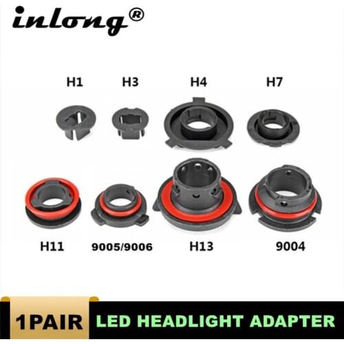 Inlong 2Pcs H7 LED Headlight Adapter Holder Base For Led H1 H4 H11 H8 H9 H13 9004 9005 9006 9007 880 Headlamp Sockets LED Bulbs