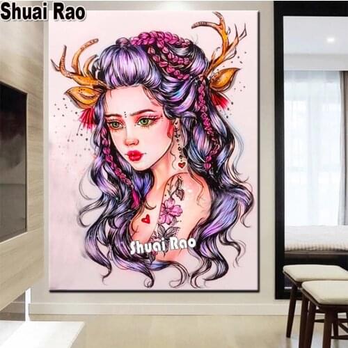 American Tattoo Woman Diamond mosaic 5D full square/round Pretty Girl DIY Diamond Painting Cross Stitch diamond embroidery