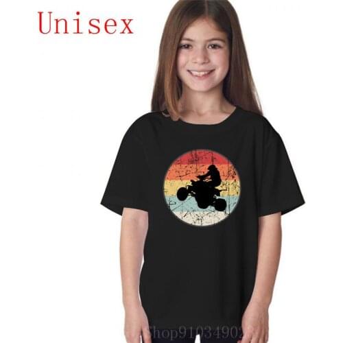 ATV Quad driver in a retro vintage circle shirt kids 100% cotton Short TShirt plus size Streetwear tops Tees Children fashion