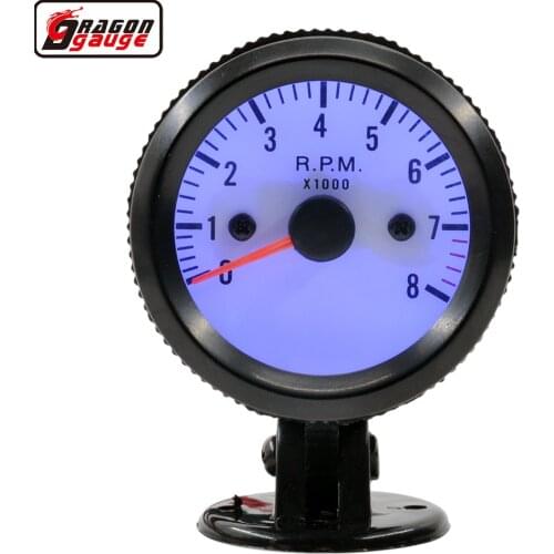 Dragon 2" 52mm Blue Light Auto Tachometer Gauge Rev Counter 8000 RPM Gasoline Engine 4-6-8 Cylinder With Pods Free Shipping