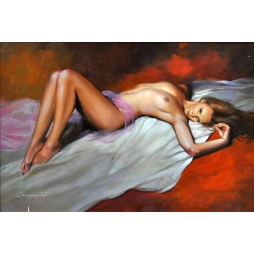 Free shipping europe sexy girl nude art canvas prints oil painting printed on canvas wall art decoration picture