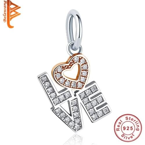 Wholesale Crystal Love Heart Charms Fit Original Charms Bracelet 925 Sterling Silver Valentines Day DIY Beads for Jewelry