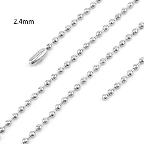 100% Stainless Steel 16"-27" JEWELRY 2.4mm bead ball chain Necklace silver color diy fittings High Quality 10pcs bead chain