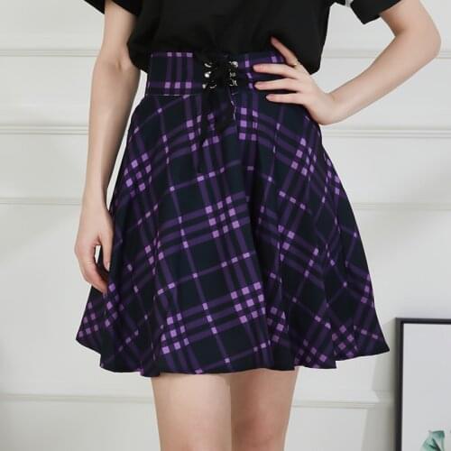 Black Checkered Womens Gothic Skirt Women Pleated Plaid Skirts Spring Autumn Girl Hip Hop Female Punk Goth Mini Skirt Clubwear