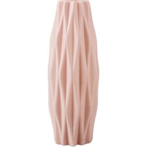 Flower Vase Decoration Home Plastic Vase White Imitation Ceramic Flower Basket Nordic Decoration Vases (Pink)
