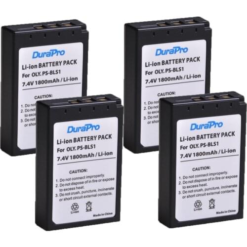 DuraPro 4x 1800mAH PS-BLS1 PSBLS1 Camera Battery for Olympus PEN E-PL1 E-PM1 EP3 EPL3 Evolt E-420 E-620 E-450 E-400 E-410