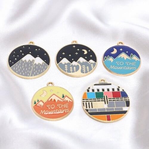 Zinc Alloy Enamel Charms Round Scape Coin Charms 10pcs/lot For DIY Fashion Jewelry Making Finding Accessories