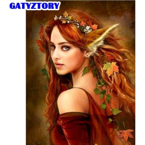GATYZTORY Frame Diy Painting By Numbers Fox Ear Women Figure Picture By Numbers Acrylic Paint Handpainted On Canvas For Diy Gift