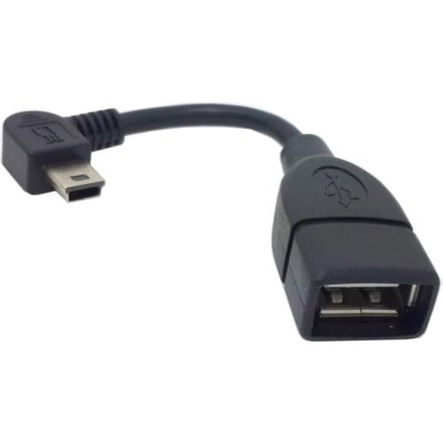 Xiwai USB 2.0 A Female OTG to Left angled 90 Degree Mini B Male Cable 10cm