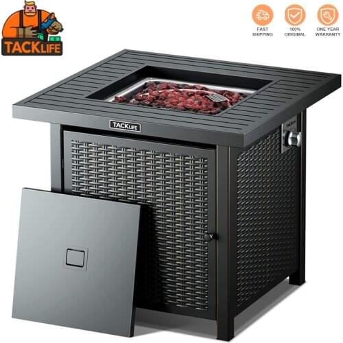 TACKLIFE GFP01 GFP02 28 inch Square Table Gas Stove Propane Fire Pit Auto-Ignition Gas Fire Pit Table With Lid