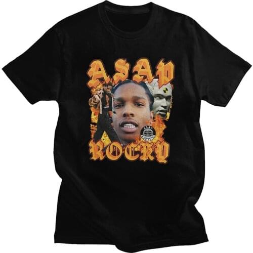 Hot Sale Asap Rocky Short Sleeve T-shirt Funny Print T-shirts Women Hipster Style T Shirt Male Retro Fashion Tees Couple Clothes