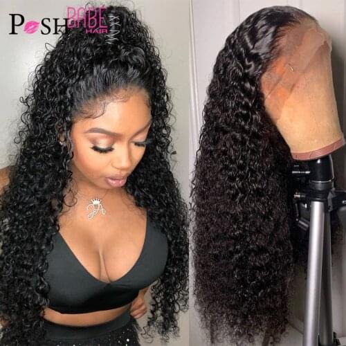 Malaysian Curly Human Hair Wigs Frontal Glueless Bleached Knots Pre Plucked Remy 13x4 Lace Front Wigs 180 Density Free Shipping