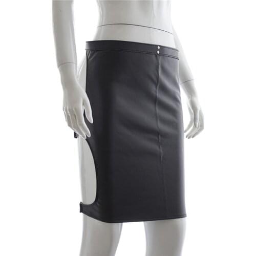 MaryXiong PU Leather Spanking Skirt Open Hip Bondage Products Fetish Slave Sexy Lace Up Mini Erotic Dress S&M BDSM Adult Sex Toy