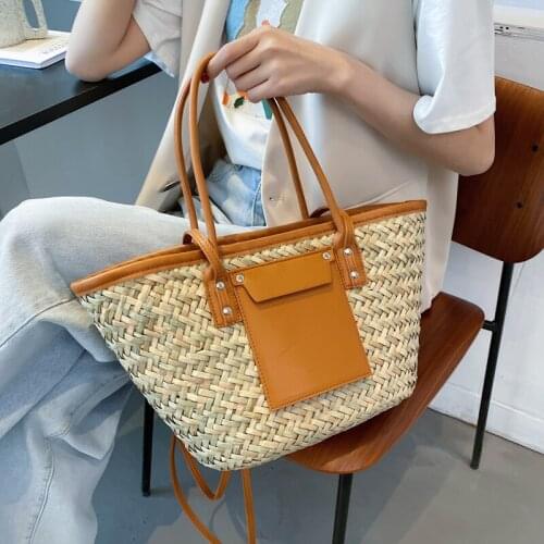 Fashion Large Capacity Summer Straw Handbag Purses Women Crossbody Bags 2021 New Beach Tote Shoulder Messenger Bags Qualited