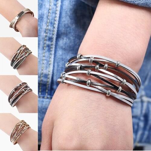 Fashion Multi-layer Leather Bracelet For Women Man Vintage Handmade Couple Friendship Bracelets Bangles Jewelry Gift
