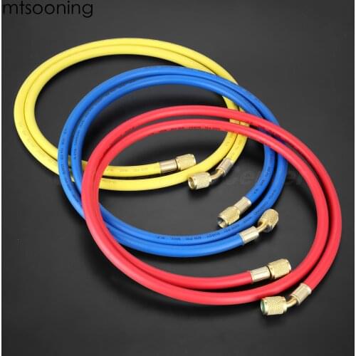 Mtsooning 3pcs R134a R22 R410a 1.5m Refrigeration Charging Hoses 1/4" SAE Female Manifold Gauge Set for Air Conditioner