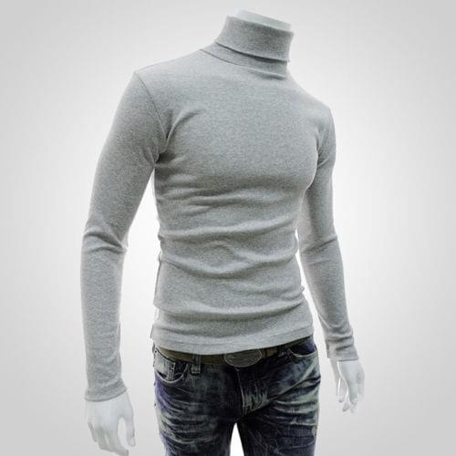 2019 NEW Men Slim Warm High Neck Pullover Jumper Sweater Top Mens Casual Long Sleeve Slim Sweater Tops Pullover Clothes