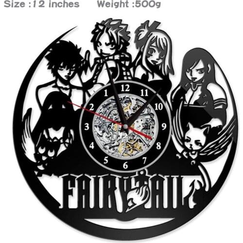 12" Vinyl Record Wall Clock Fairy Tale Anime Style Clocks for Living Room Silent Vintage CD Hanging Clock