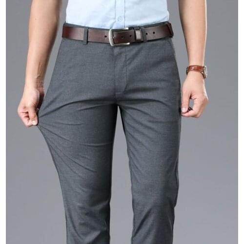 Classic Style Spring and Summer New Mens Thin Black Straight-leg Jeans Business Fashion Tencel Fabric Casual Pants