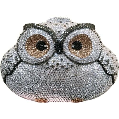 Bee In Fly New Arrival Owl Shape Rhinestone Full Crystal Clutch Evening Bags Clutches Women Diamond Handbag Womens Bag