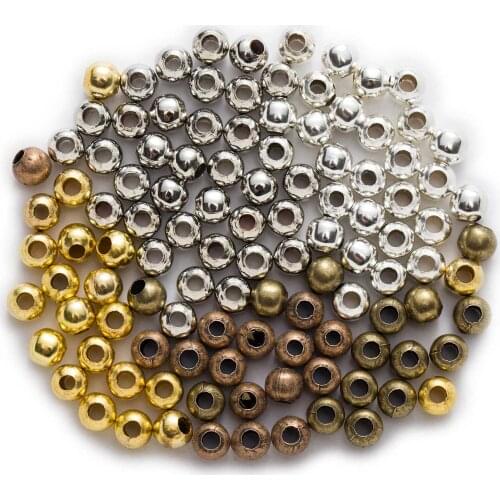 5 Color Alloy Crimp Spacer Beads Accessories Findings DIY Necklace Bracelet Earring Jewelry Making 2-8mm