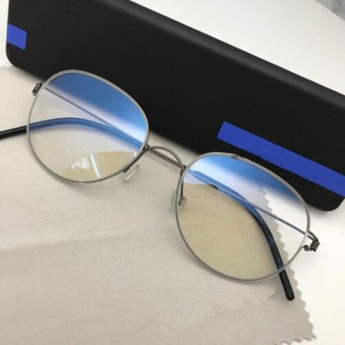 Lightweight Screwless Rim Oval Hand-made Titanium Glasses Frame Men‘s Womens Computer Gafas Brand Myopia Eyeglasses Spectacles