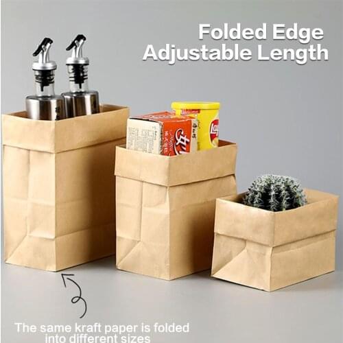 50Pcs Kraft Paper Bag Refrigerator Organizer Food Storage Bag Oilproof Brown Paper Bags Cookie Nuts Snack Baking Package