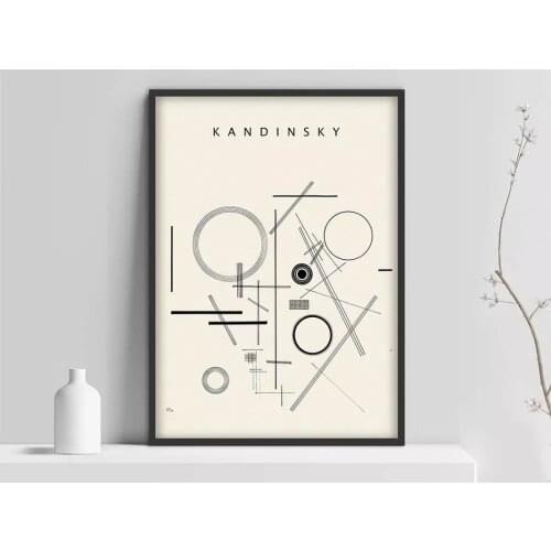Kandinsky Poster, Black and white Poster, Kandinsky Black and White art sketch, Museum Art Print, Abstract art, Exhibition Wall