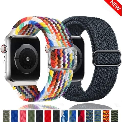 Braided Solo Loop For Apple Watch Band 44mm 40mm 38mm 42mm Adjustable Elastic Nylon Belt Bracelet iWatch Series 3 4 5 SE 6 Strap