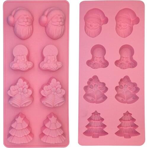 Christmas Silicone Chocolate Mold Santa Claus Xmas Tree Bell Cake Fondant Candy Moulds Cake Decorating Tools Gumpaste Clay Molds
