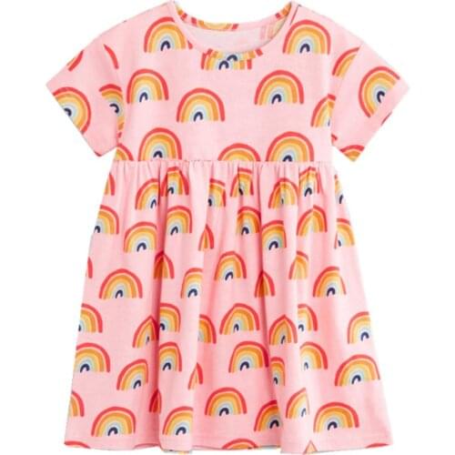 SAILEROAD Dresses for Girls 6 years Rainbow Print Kids Beach Floral Dresses for 7 year Girls Clothes Childrens Summer Dress