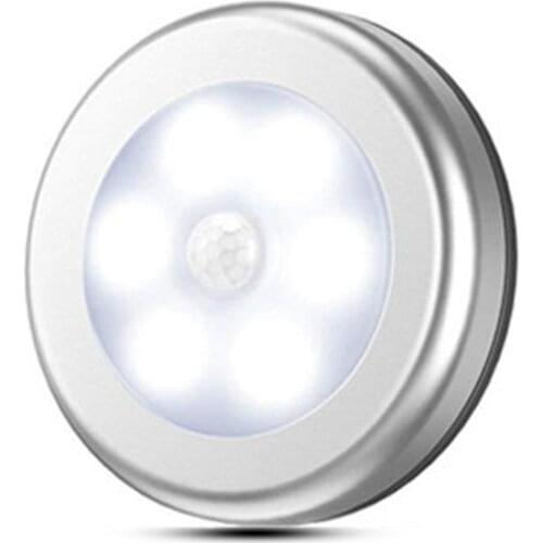 Sliver Infrared PIR Motion Sensor 6 Led Night Light Magnetic Wireless Detector Light Wall Lamp Light Auto On/Off Closet