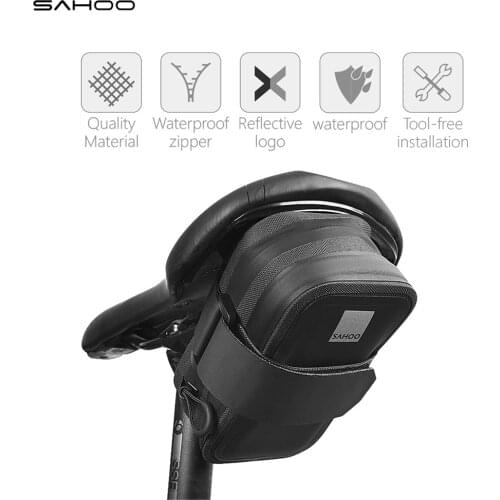SAHOO Bicycle Saddle Bag Waterproof MTB Road Bike Rear Seat Bag Reflective Cycling Tail Seat Pouch Bicycle Pack Bike Accessories