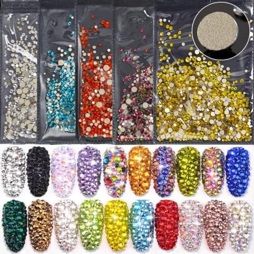Super Glitter SS6-SS20 Crystal AB Flat Back Non HotFix Nail art Rhinestone 3D Glass Nail Art Decorations accessoires tool