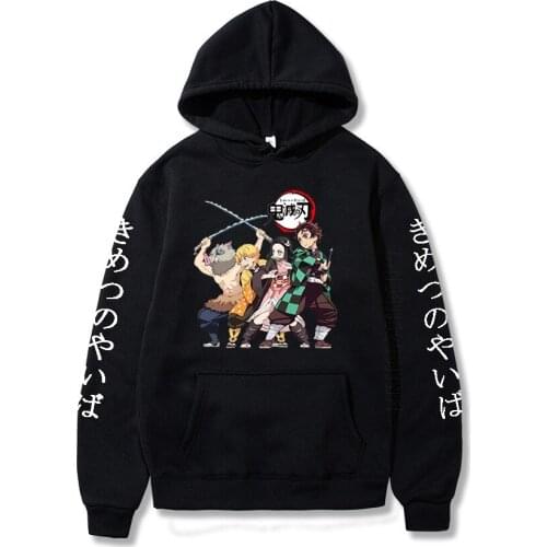 Japanese Anime Demon Slayer Kimetsu No Yaiba Printing Hoodies Men Pullover Hoodie Japan Style Harajuku Hooded Tops Long Sleeve