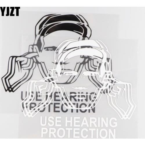 YJZT 25.3CM*21.6CM Use Hearing Protection JDM Car Sticker Vinyl Decal Funny Pattern Black/Silver 4A-0186