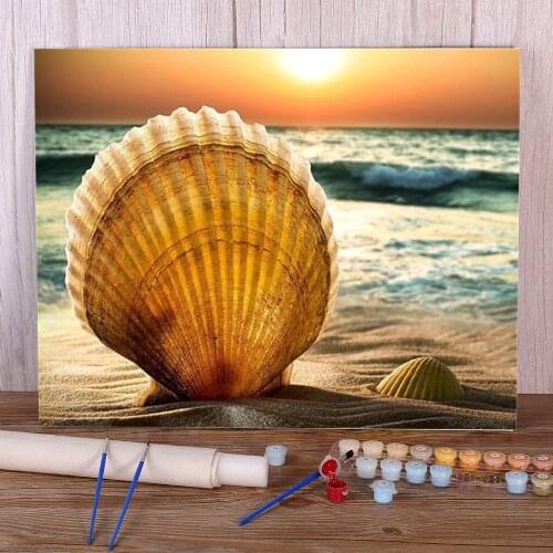 Landscape Seaside Beach Paint By Numbers Set Oil Paints 40*50 Oil Painting Wall Paintings Crafts For Handiwork