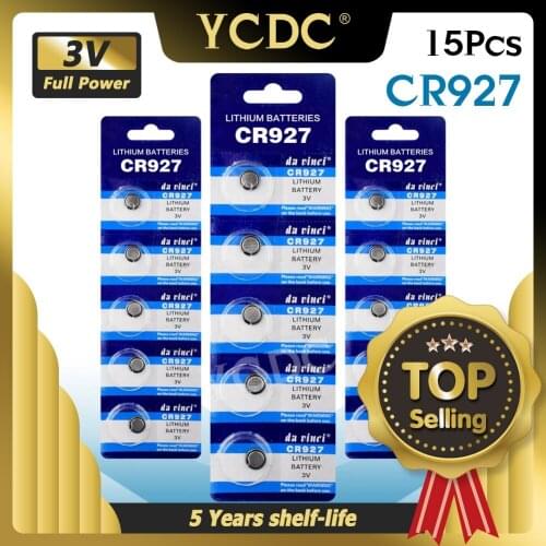 YCDC 15pieces 927 DL927 BR927 BR927-1W CR927-1W 3 V CR927 Lithium Battery Remote Control Clock Watch Coin Cell Battery Replace