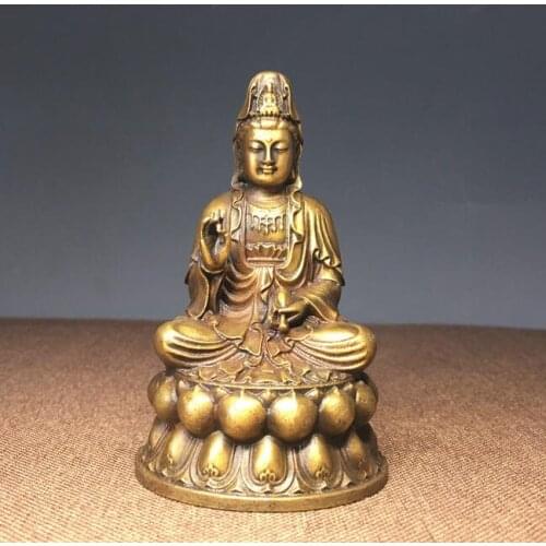 Southeast Asia Greco-Buddhist HOME CAR Pocket Talisman Protection Retro bronze Guanyin Bodhisattva Avalokitesvara Buddha statue