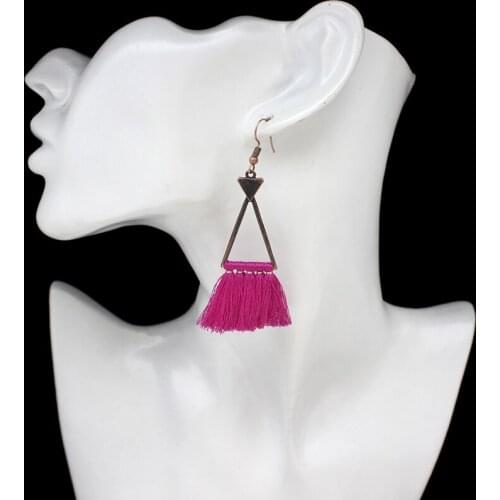 Triangle fringed national style long exaggerated creative earrings temperament elegant female personality fashion jewelry