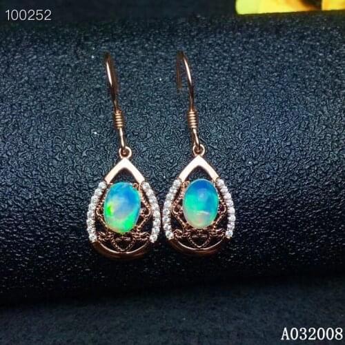 KJJEAXCMY 925 sterling silver natural opal earrings new ladies popular gemstone eardrop support test