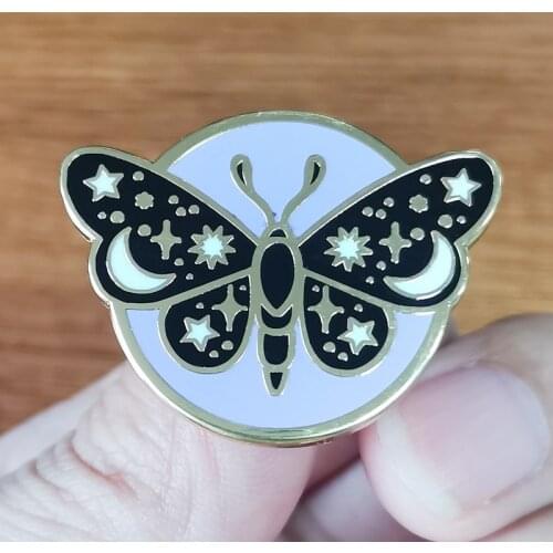 Celestial moth enamel pin