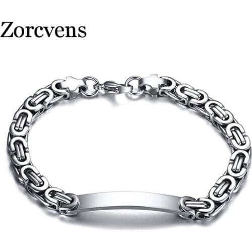 ZORCVENS New 316L Stainless Steel Byzantine Chain Bracelet Bangle For Men 6/8/11mm Link Chain Bracelet