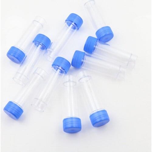 10pcs 30ml Stool Chemistry Plastic Test Tubes With Spoon Clear Specimen Test Container Blue Screw Top Wholesale