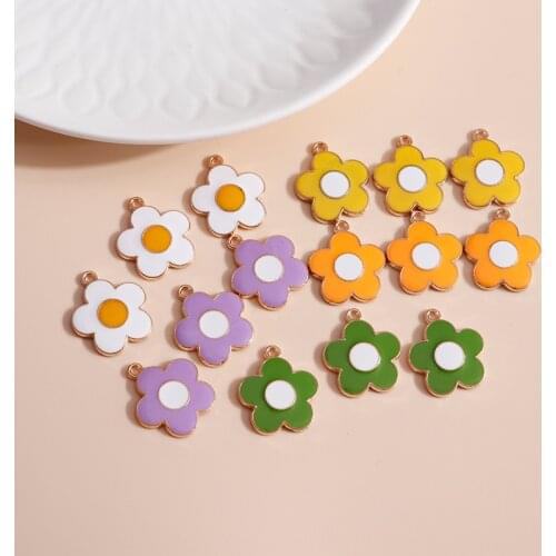 10pcs/lot 18*20mm Enamel Colorful Flower Charms DIY for Necklaces Pendants Earrings Cute Petal Charms Jewelry Making Accessories
