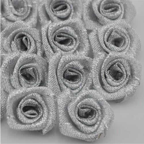20pcs wholesale Ribbon Flower Rose trimming sewing Lots Silver color A82