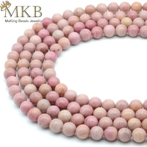 A+ Natural Stone Rhodonite Round Loose Beads For Jewelry Making Bracelet Necklace 4 6 8 10 12mm 15inches Wholesale Perles