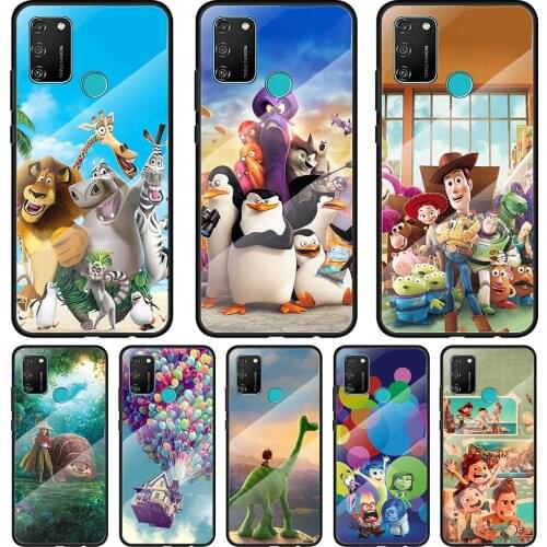 Disney Movie Tempered Glass Cover For Honor 30 20 10 9X 8X Pro Plus Lite Silicone Phone Case Coque